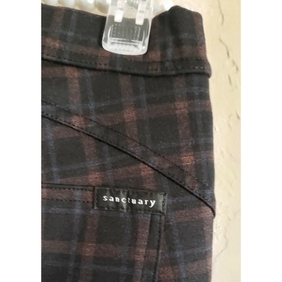 Anthropologie Sanctuary Northolt Plaid Leggings Brown Motif Stretchy Pants   M - Picture 8 of 12